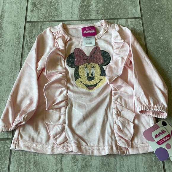 Disney Junior Minnie2 pc set sweater &pants,12 M,pink & cream - Picture 2 of 6